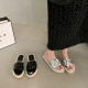 Sandals and Slippers Women's Summer Outer Wear 2025 New Korean Style Straw Thick Bottom Internet Celebrant Fashionable All-match silver Sequins One-word Shops
