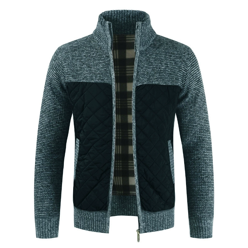 Demi-season woolen warm knitted sweater, cardigan, men's jacket