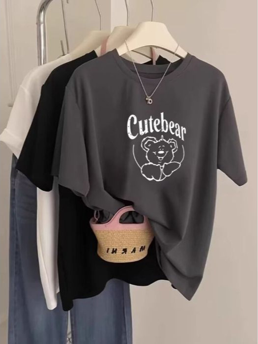 女性のための純綿半袖 Tシャツ 2025 新しいニッチ韓国スタイルファッショナブルな多用途外国スタイル白トップボトムシャツ夏|undefined