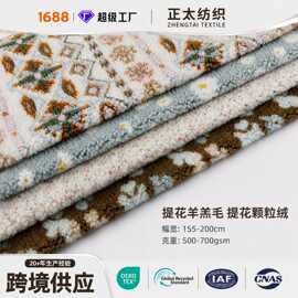 提花羊羔毛面料颗粒绒仿羊羔毛布料秋冬时装外套卫衣童装面料定制
