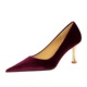 1818-2 Fashion Simple Banquet High Heels Metal Heels High Heels Xi Shi Suede Shallow Mouth Pointed Toe Single Shoes