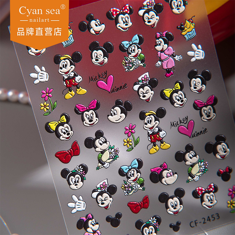 Cyansea Foreign Trade Nail Stickers Cute Mickey Mouse Waterproof Stickers Ultra-Thin Nail Stickers 3D Stereo Decorative Stickers