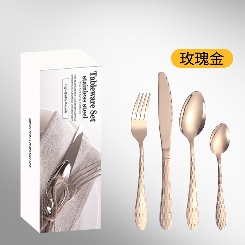 Productos de venta caliente de comercio electrónico transfronterizo cubiertos de acero inoxidable 16 / 24 juegos de cubo de agua 4 juegos de cuchillo y tenedor de cucharas