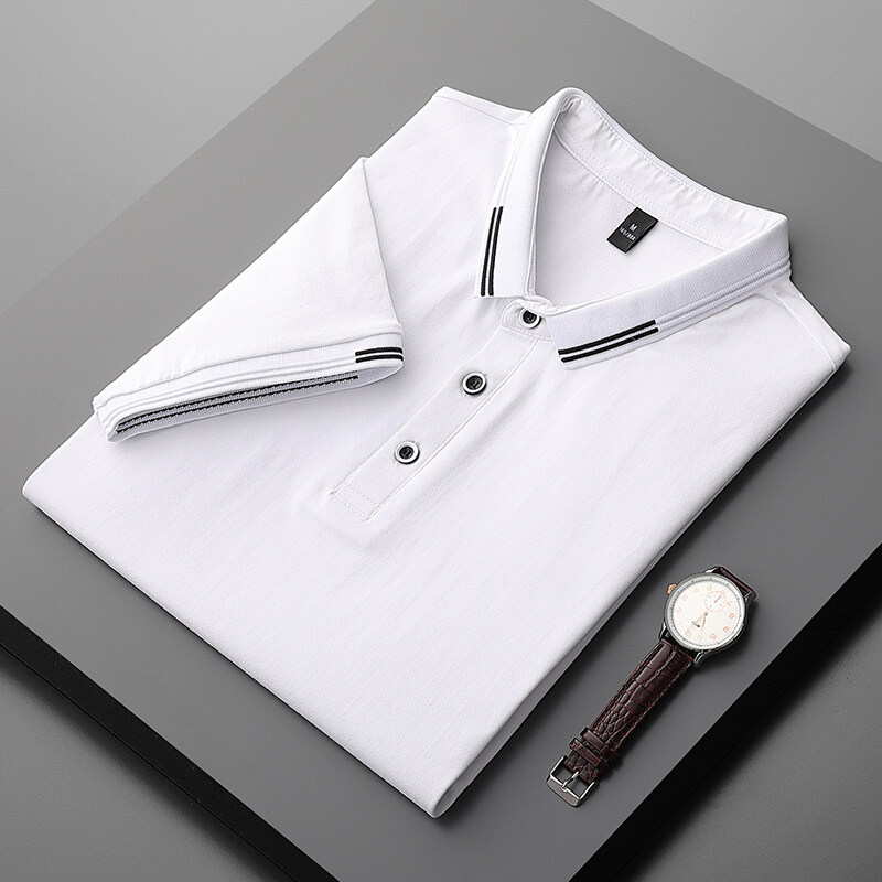 Camiseta polo de color sólido de manga corta para hombre, estilo nuevo y delgado para verano, informal de negocios, holgada, con bordado moderno. image 7