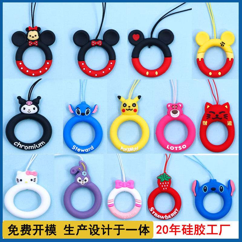 Kuromi Phone Lanyard Portable Ring Buckle Cute Cartoon Mickey Ring Holder Stitch Silicone Phone Lanyard Kuromi Phone Lanyard Portable Ring Buckle Cute Cartoon Mickey Ring Holder Stitch Silicone Phone Lanyard