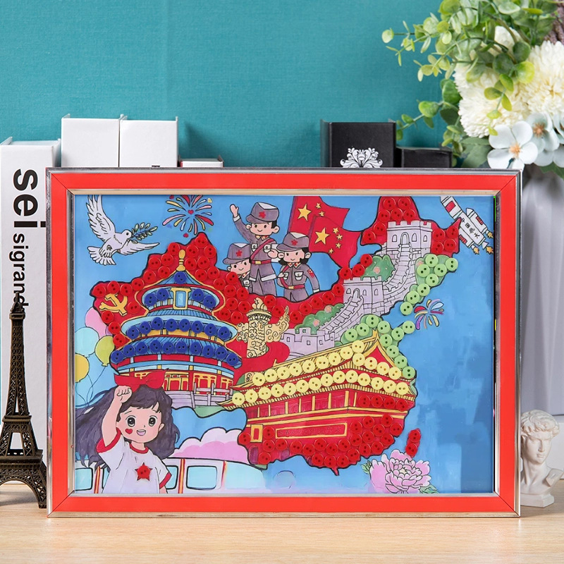 建国記念日ボタン絵画 diy 手作り愛国赤い革命勝利テーマボタンペースト絵画制作材料パッケージ|undefined
