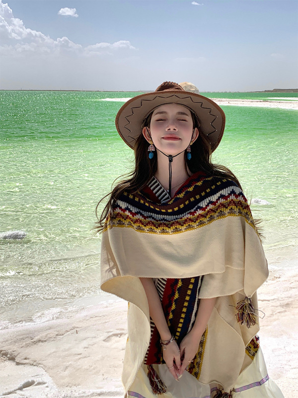 工厂现货云南民族风流苏披肩女外搭外套斗篷波西米亚大理旅游穿搭|undefined