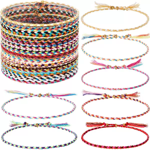 European and American Cross-Border Woven Push-Pull Friendship Bracelets Hand-Woven Friendship Bracelets Adjustable Colorful Beaded Bracelets New