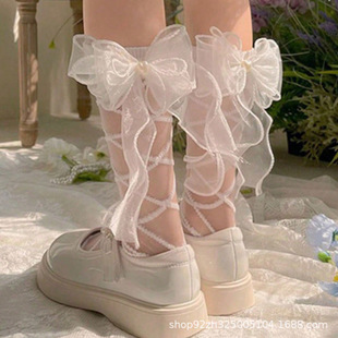 Socks women's calf spring and summer thin tube socks jk over the knee girl Lolita princess lace stockings