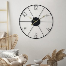 【跨境货源】批发亚马逊挂钟铁艺客厅时钟简约复古北欧创意壁钟