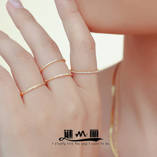 �i��ins�LС��΢��ʯ����ʳָ����PVD�18k�����|β��Ů