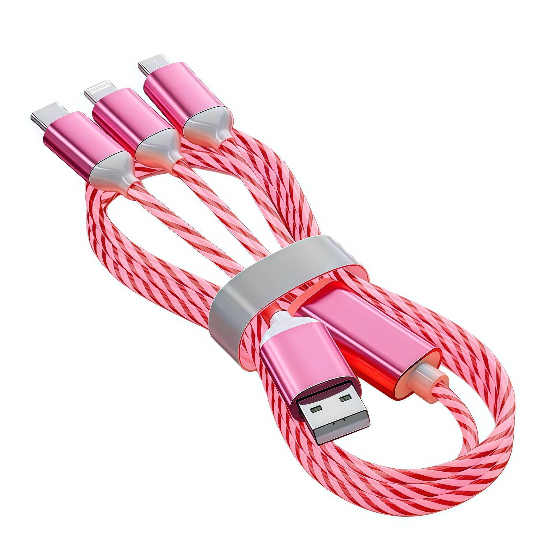 Cargador de deportes eléctricos transfronterizos 3 en 1 fluido para automóviles, un remolque y tres líneas de datos de lámpara de carreras multifuncionales