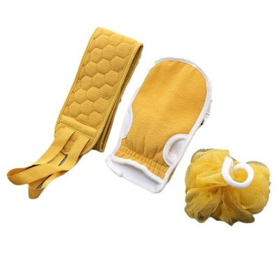 三件套搓澡巾强力搓泥下灰洗澡巾组合套装沐浴球长条拉背条搓澡巾