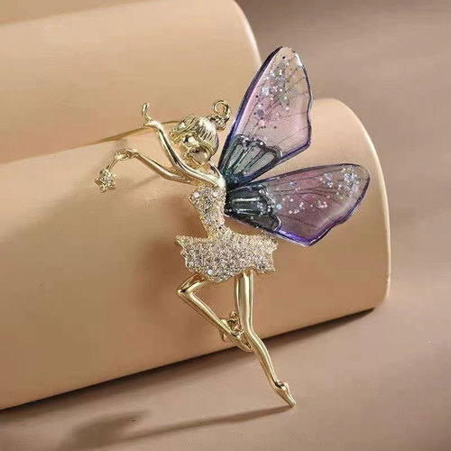 2024 New Butterfly Fairy Brooch Women's High-end Dancing Girl Coat Corsage Fashion Creative Clothing Pin