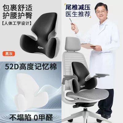 Joe's Office Lumbar Support Cushion for Long Sitting, Chair Backrest, Ergonomic Lumbar Pad, Pregnancy Lumbar Pillow, Memory Foam (Waist support) - black