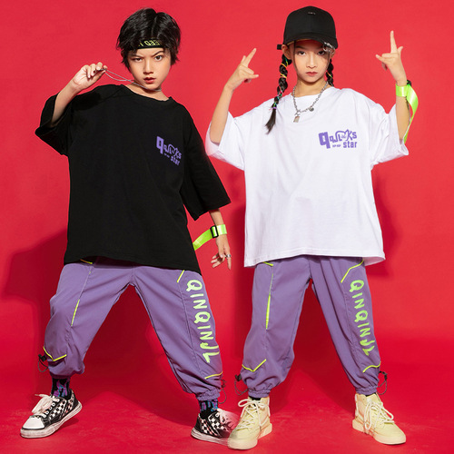 Children dance suit girls loose uniforms street dance suit boy hip-hop hiphop jazz dance performances tide