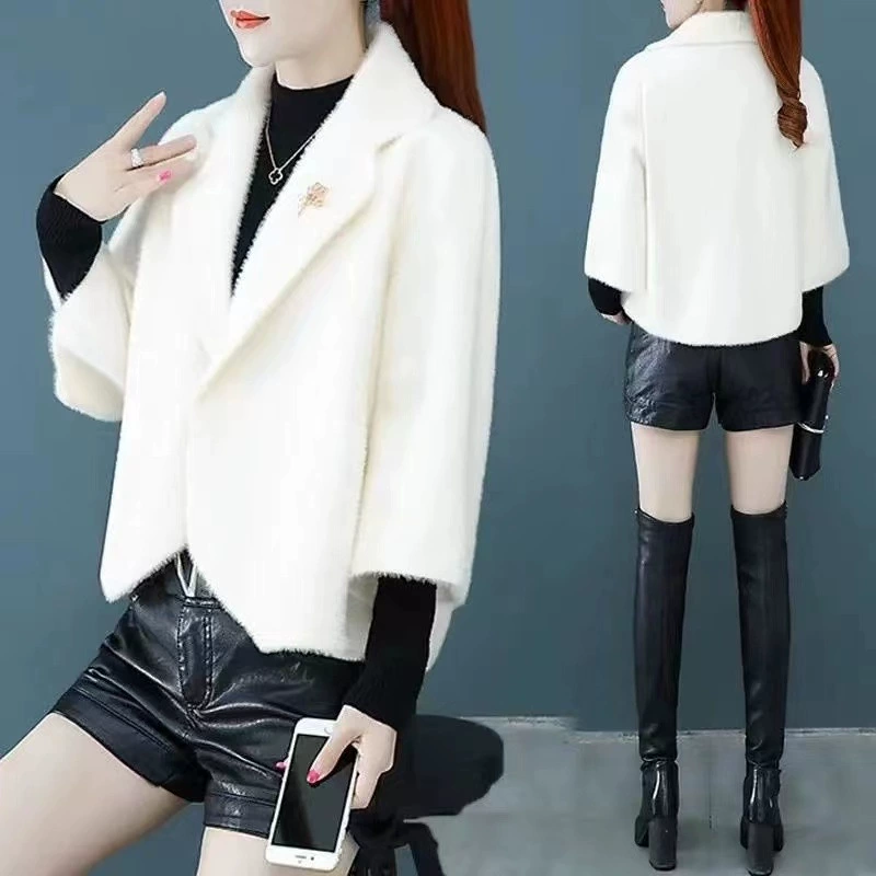 Трансграничный 2024 шаль, свободный маленький костюм, минус возраст, осень и зима новый шерстяной кардиган, короткий пиджак