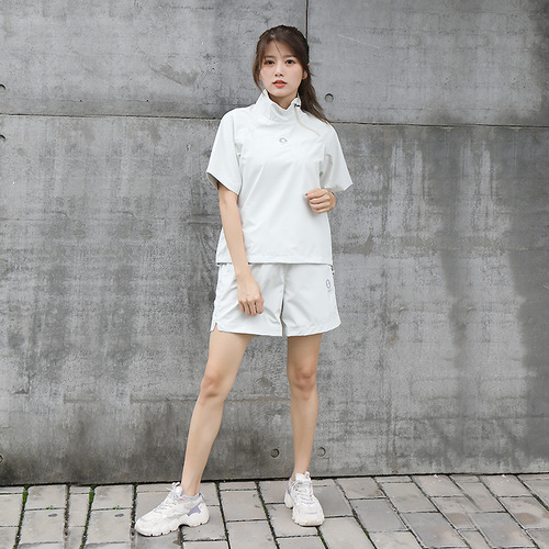 Skin-friendly fabric summer short sleeve sweat-proof running compression suit workout clothing fitness top women's set