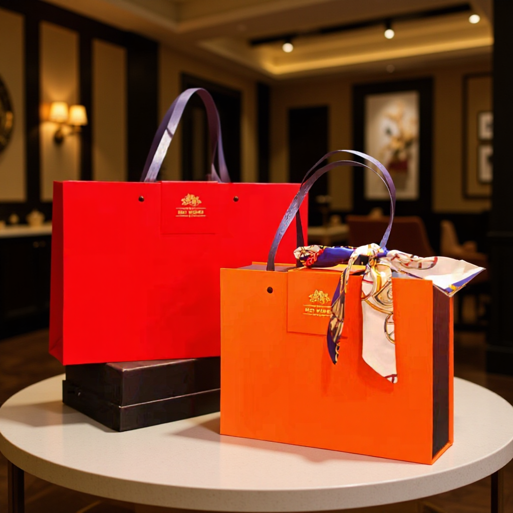 中式橙色手提伴手礼烫金礼盒翻盖盒包装礼品盒礼物国潮风喜糖