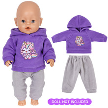 2025跨境新款43CM夏芙娃娃衣服18寸美国女孩运动卫衣动物卡通娃衣