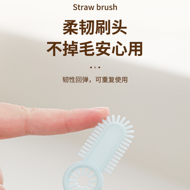 Nuevo cepillo de pajita de doble cabezal flexible, diseño todo en uno, cepillo de botella de manguera, pegamento suave y cepillo de tapa de copa largo transfronterizo