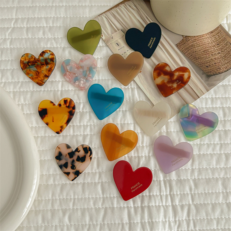 10g Weight Hair Clip Hair Accessories Type 1 Piece Quantity Daily Occasion Acetic acid sheets Material Heart Shape Pattern All Seasons Season Women's Gender Cute, Simple Style Style Cute Simple Style Women's Heart Shape Acetic Acid Sheets Hair Clip 无
