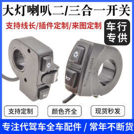 电动车二合一三合一组合开关代驾电动车大灯喇叭防水开关车灯配件