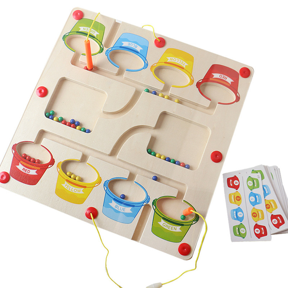 Fábrica personalizada color magnético digital laberinto de madera placa de imán rompecabezas juego de conteo juguetes Montessori