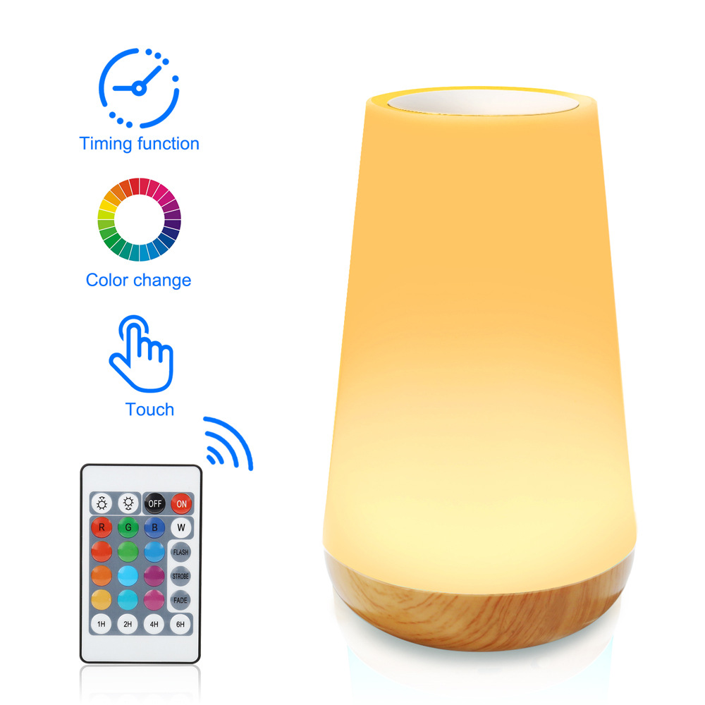 Control remoto creativo, luz nocturna táctil de grano de madera, luz de escritorio, luz de noche de dormitorio, luz ambiental de 13 colores, estilo caliente de Amazon