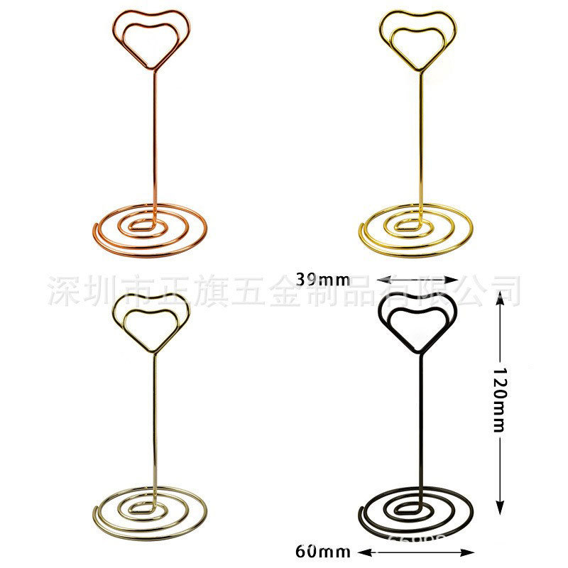 Clip de nota creativa Transfronteriza Popular con asiento clip de foto de oro rosa 8,5 CM clip de asiento de boda romántica
