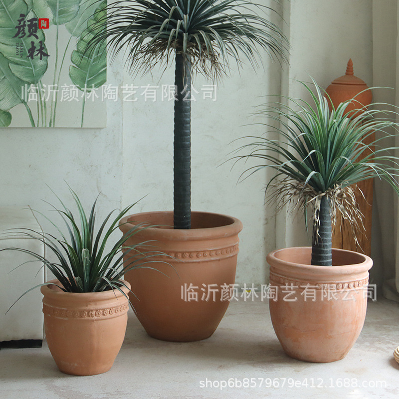 Gran calibre comercio exterior maceta de cerámica roja ventilada barro rojo cerámica gruesa estilo americano estilo pastoral viento balcón jardín maceta de combinación