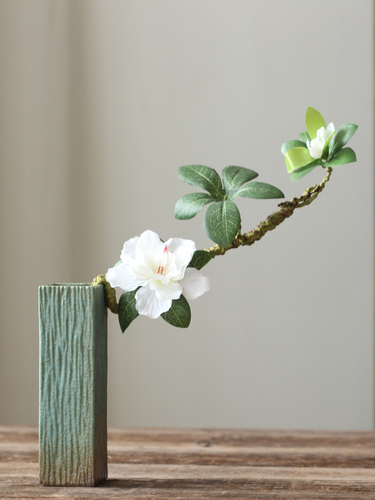 Creative water-cultivated plant vase, living room flower arrangement, minimalist retro ceramic, dried flower decoration, Zen-style vase, ginger tea.