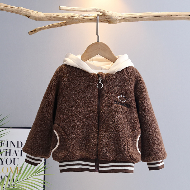 Bebé otoño e invierno nuevo abrigo niño niña más terciopelo grueso rebeca cálida suéter casual con capucha para niños