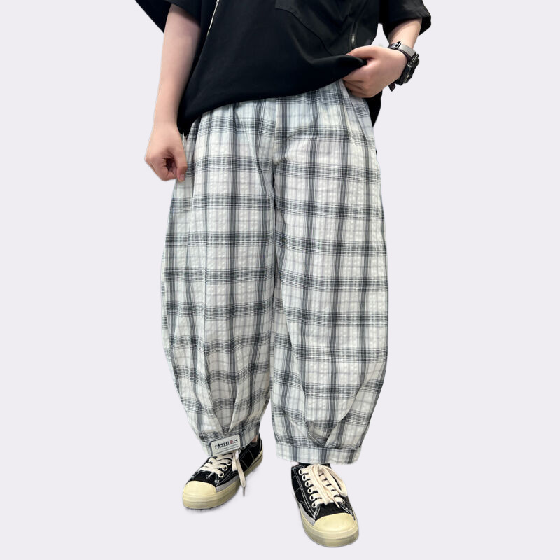 Boys' Summer Thin Plaid Pants Trendy 2025 New Children's Summer Anti-Mosquito Pants Big Kids Summer Long Pants