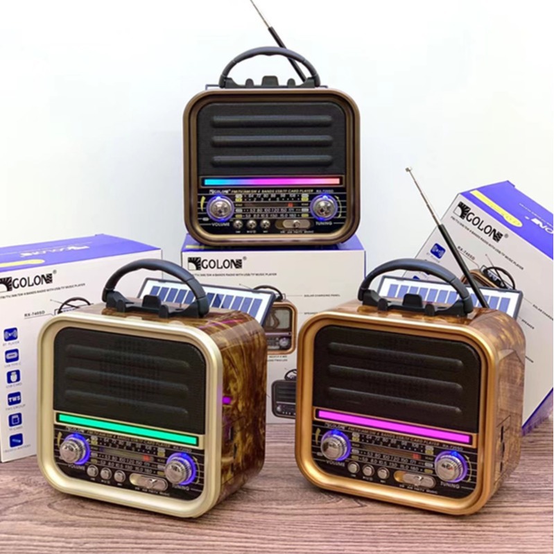 新款RX-720SD太阳能蓝牙音箱便携户外复古收音机低音炮彩灯音响