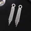 Silver needle, long earrings with bow with tassels, silver 925 sample, internet celebrity