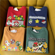 日单外贸mao'quan卡通动漫马里奥新款童装套头卫衣
