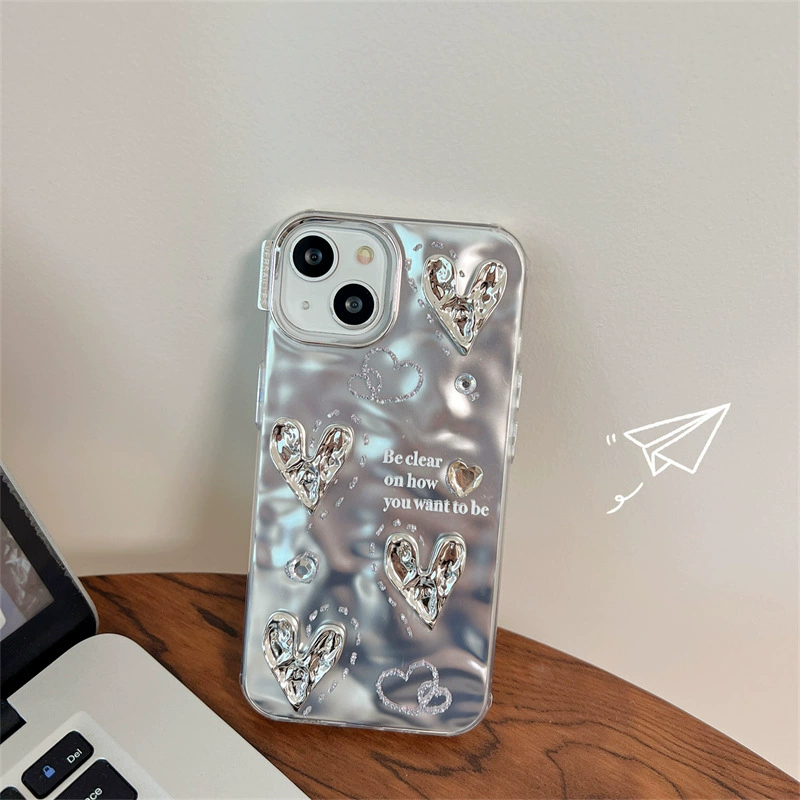 Яблоко, серебристый трёхмерный совместимый чехол для телефона, iPhone 15, iphone, 12promax