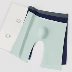 Men's Ice Silk Briefs Athletic Men's Summer Thin Four-Way Briefs with Extended Length Anti-Chafing Legless Seamless Running Quick-Dry Straight Leg Pants