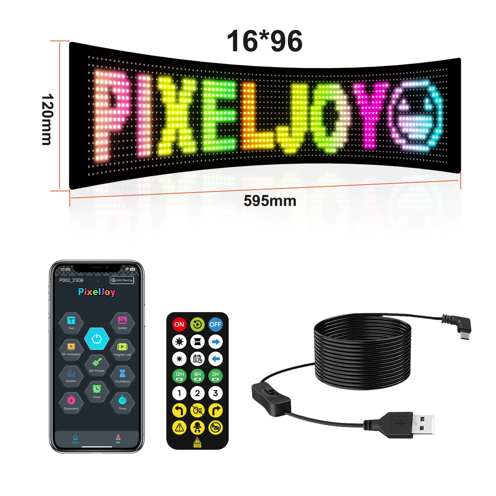 Led flexible display usb car soft screen advertising screen APP bluetooth car devil eye display