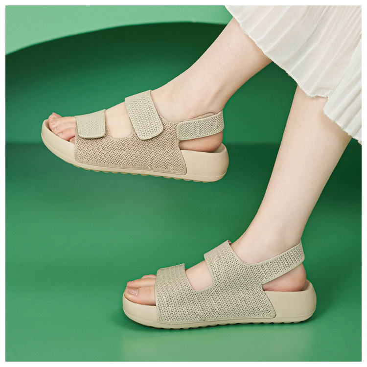 Dép sandal nữ quai chữ V đế mềm, quai dán đi biển — màu đen, màu hồng, màu kaki, màu mơ chi tiết 14