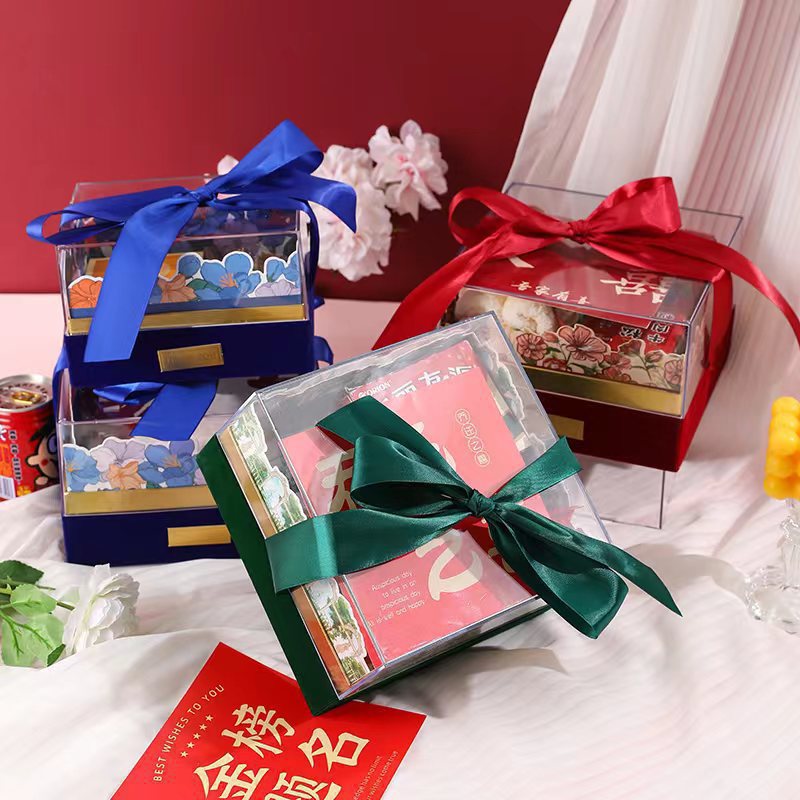 亚克力绒布加花漾花卡婚礼伴手礼田园风伴郎伴郎回礼盒小清新礼盒