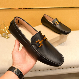 European Station Doug Shoes 2025 New Four Seasons Men's Leather Shoes Comfortable Genuine Leather Slip-on High-end Business Fashion All-Match