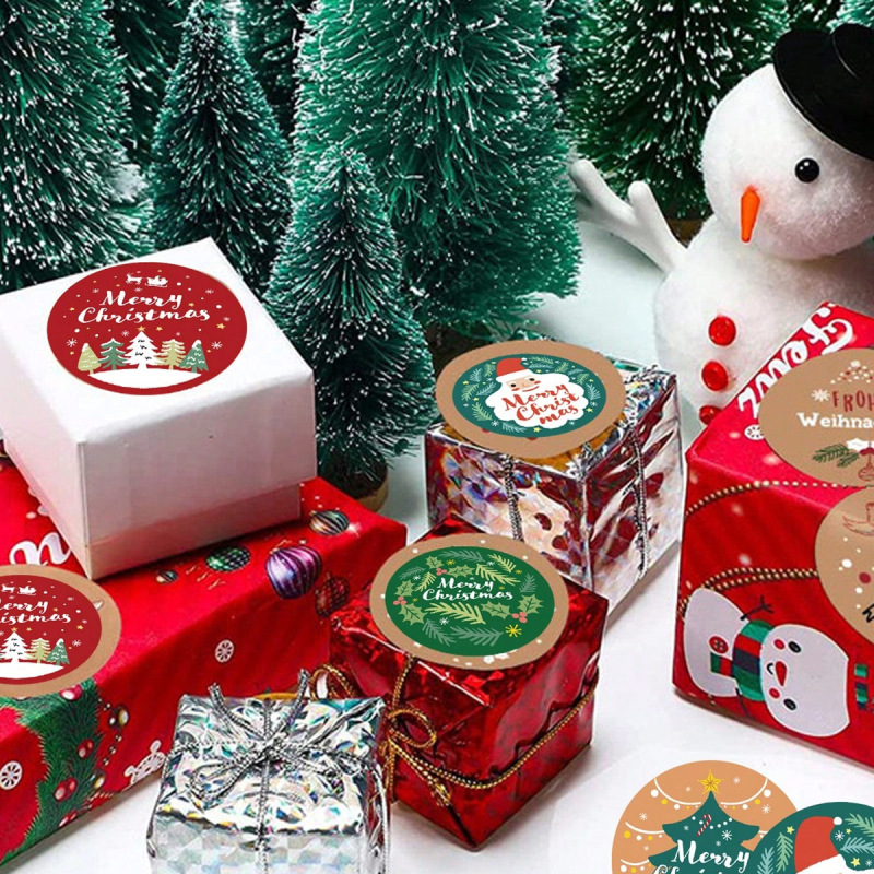 クリスマスステッカーロールステッカー2.5cmクリスマスステッカー取り外し可能防水ラウンド楽しい祭りラベル用|undefined