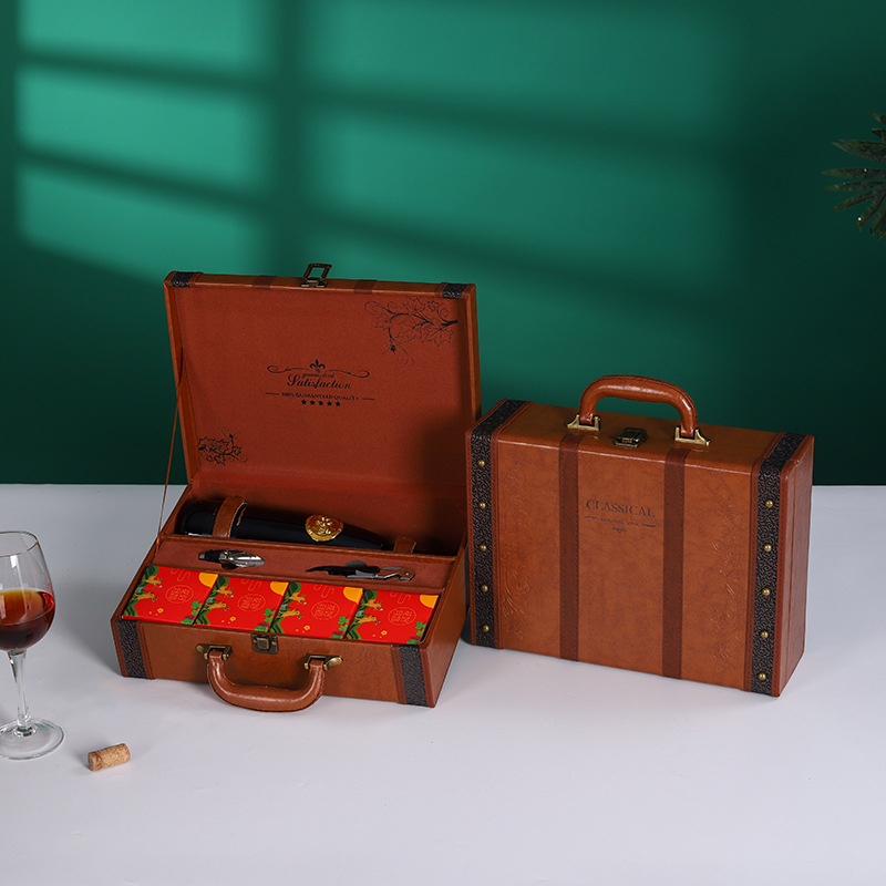 中秋送禮紅酒月餅皮盒單支高檔葡萄酒禮盒紅酒包裝盒子酒盒