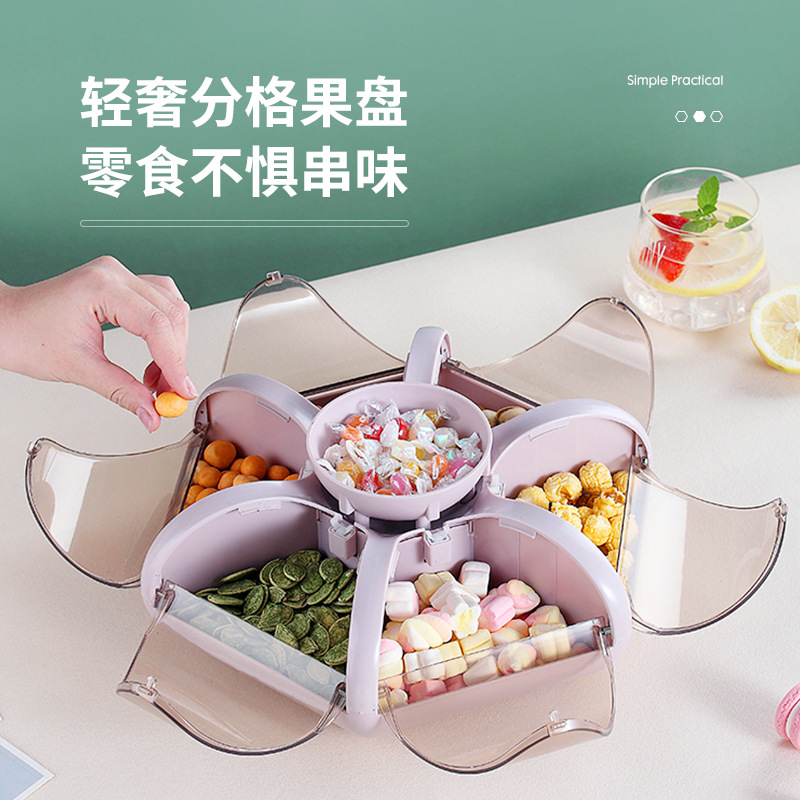 Creativa Casa de Prensa caja de fruta de loto caja de dulces de doble capa giratoria Malasia plato de fruta seca regalo de boda de la venta caliente