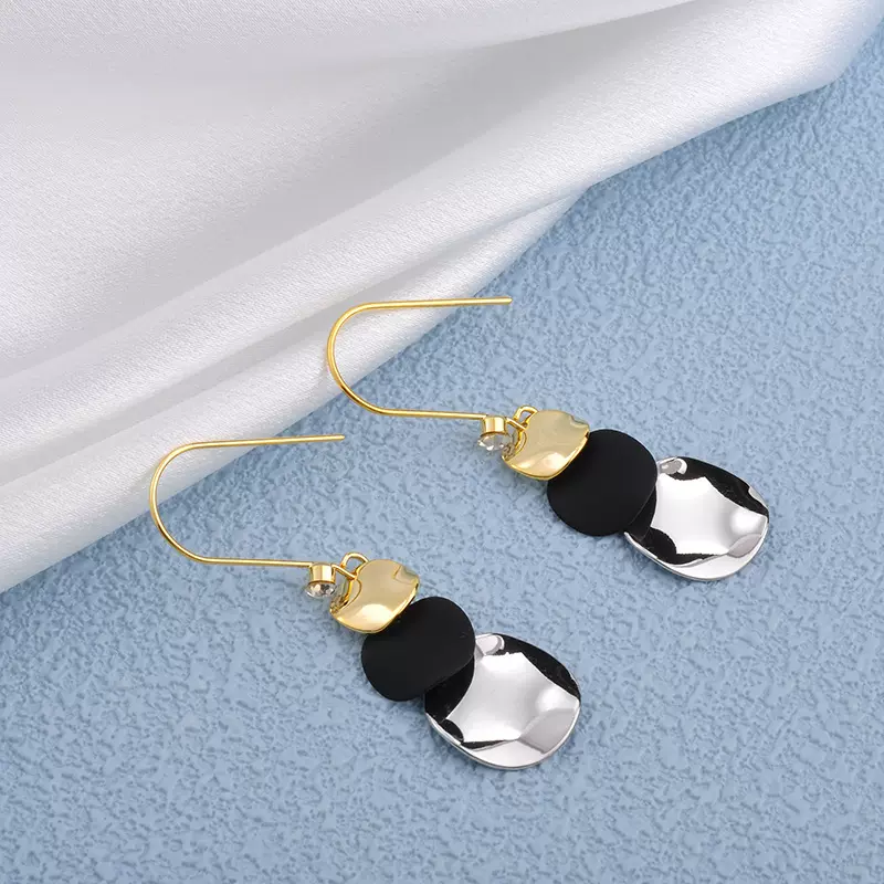 个性时尚冷淡风拼色耳钩女气质百搭首饰耳环耳饰品几何风通勤风