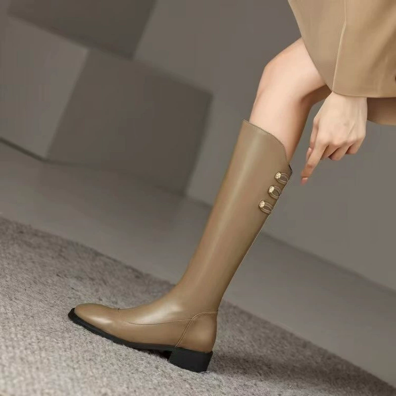 Осенние и зимние французские ретро мягкие кожаные сапоги