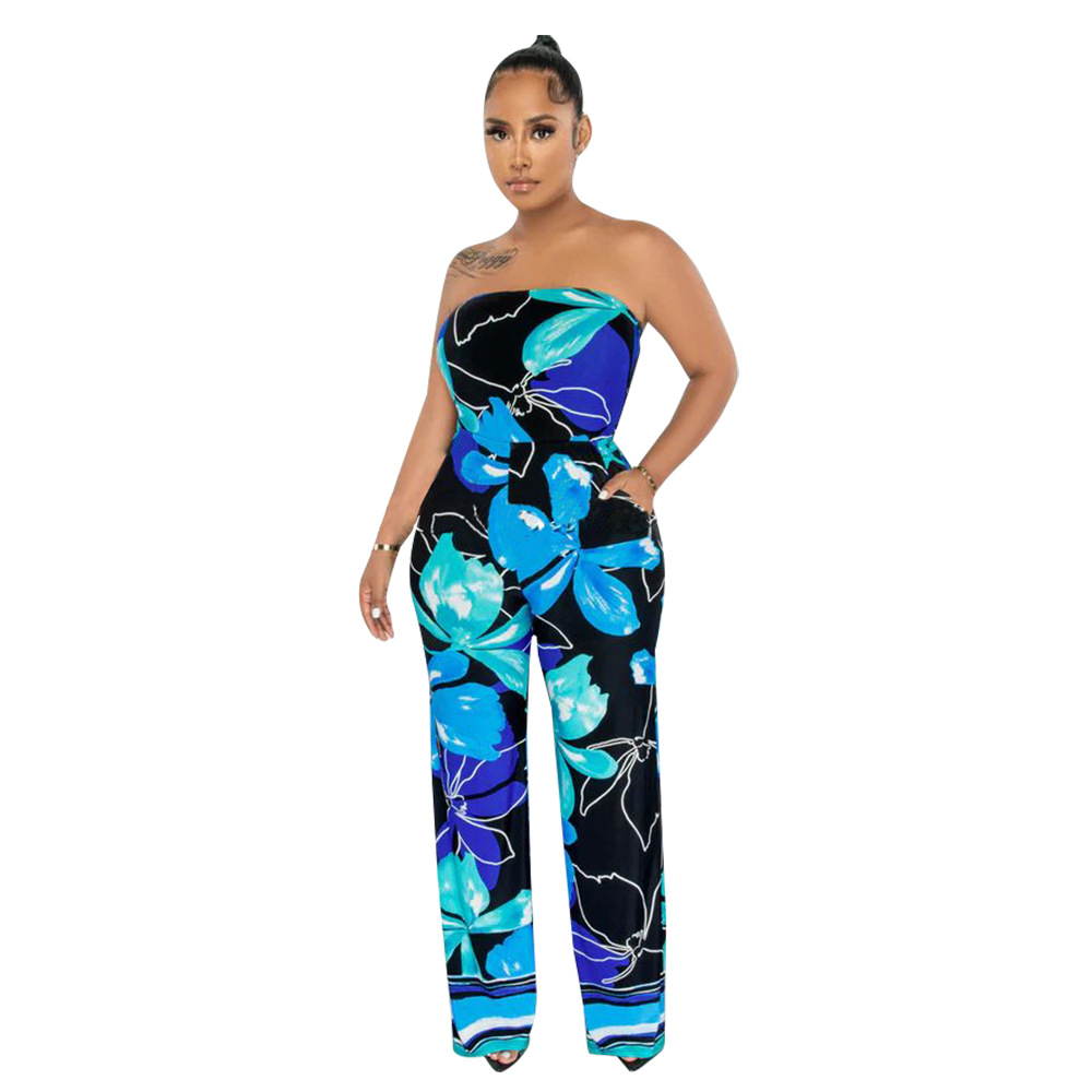 K10421 transfronteriza de Europa y América ropa de mujer AliExpress Amazon 2023 nuevo sin mangas sexy tubo superior impreso mono