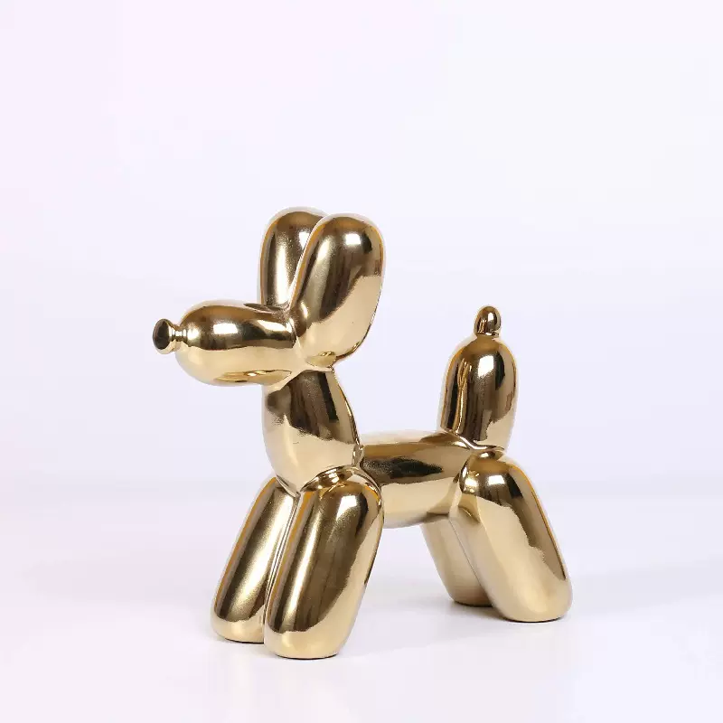 电镀气球狗摆件金色狗雕塑家居桌面装饰摆件陶瓷动物雕像创意摆设